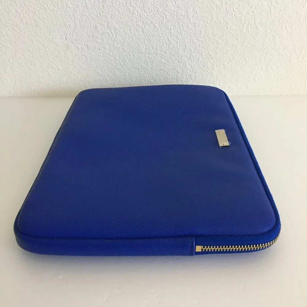 Kate Spade Saffiano Laptop Sleeve Blue Faux Leather Fits Up to 13.5 Laptop